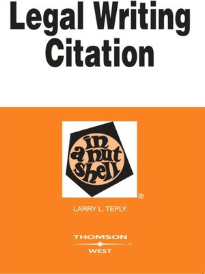 cover image of Legal Writing Citation in a Nutshell